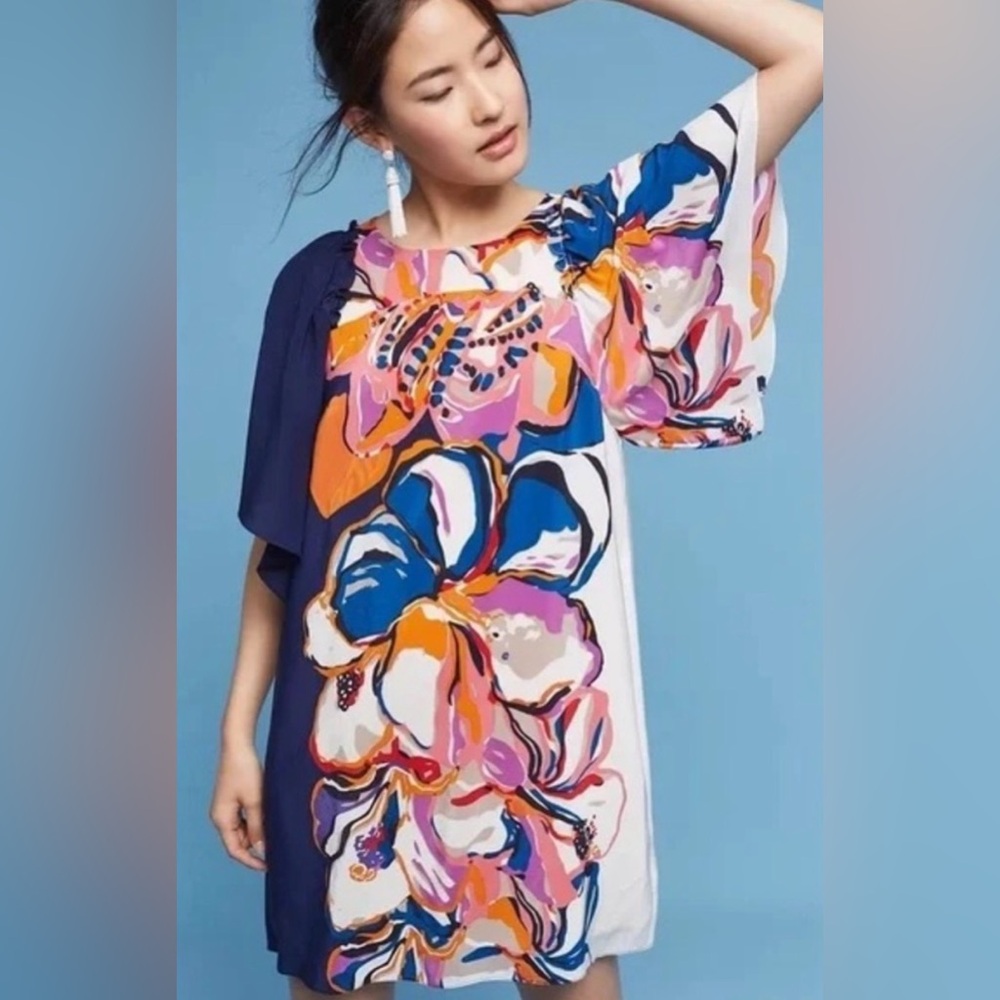 NWOT Maeve/Anthropologie Dress in Blue and Pink Floral